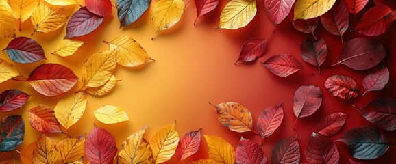 autumn colorful abstract background in yellow and red colors with leaves, Desktop Wallpaper Backgrounds, Background HD For Designer