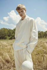man in field