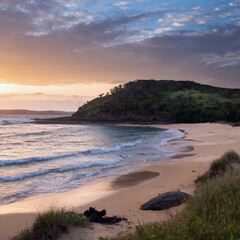 Fototapeta premium 노을이지는 여름바다