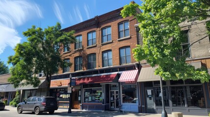 Commercial properties buildings with space available to buy or rent, mixed-use and tented office buildings.Ai generated