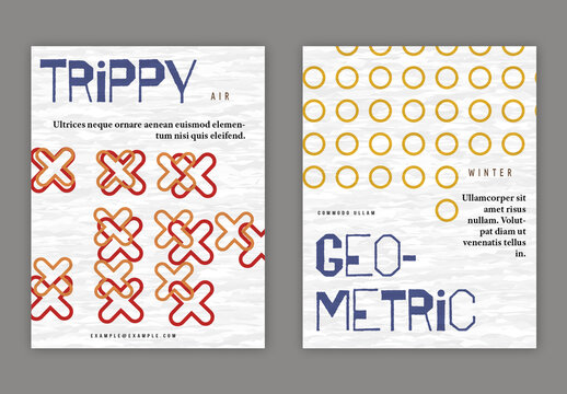 US Letter Flyer Simple Geometric Shapes Retro Colored Textured
