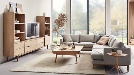 Interior composition of modern trending living room 