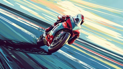 ,Professional motorcyclists ride motorbikes at high speed on the road.