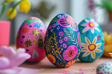 Fototapeta na wymiar easter eggs day, DIY craft kit for painted eggs on Sun, Mar 31, 2024