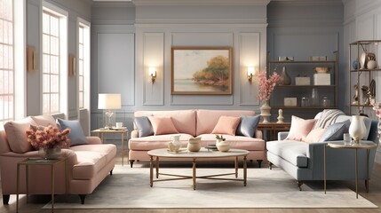 Interior composition of modern trending living room 