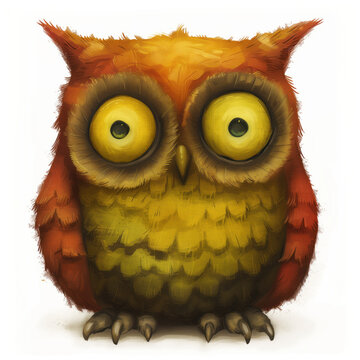Cute Funny Cartoon Owl, Illustration for Children Book, Generative AI