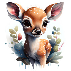 Deer illustration with leaves 