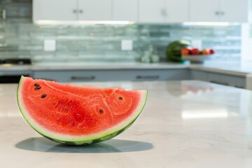 Watermelon on countertop modern kitchen