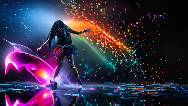 Dynamic Dance Explosion of Colorful Paint Splashes with ai generated.
