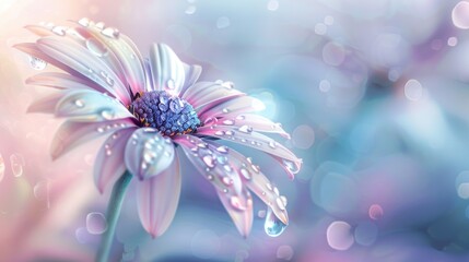 Obraz premium Beautiful and delicate daisies with sparkling dewdrops.Ai generated