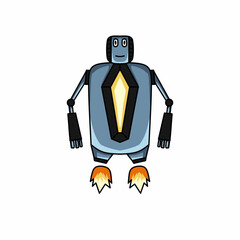 Cute white Ai robot character vector