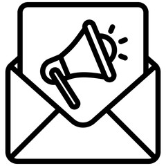 Email Marketing black outline icon, related to digital marketing theme. use for modern concept, UI or UX kit, app and web development.