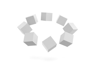 3D illustration of many blank cubes in perspective on a white background