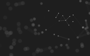 Fototapeta premium Abstract background. Molecules technology with polygonal shapes, connecting dots and lines. Connection structure. Big data visualization.