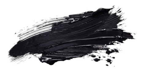 Bold Black Paint Brush Stroke On Transparent