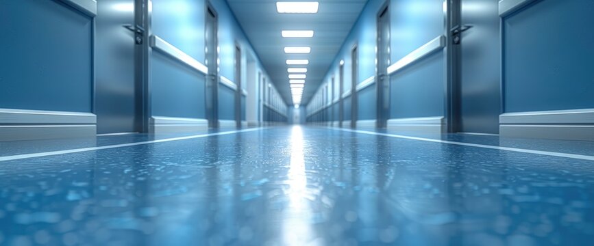 abstract blurred interior of corridor clinic background in blue color blurry image, Desktop Wallpaper Backgrounds, Background HD For Designer