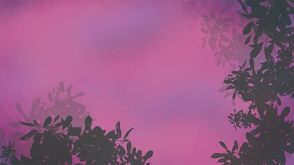 見上げた空は幻想的でピンクと紫のグラデーションが美しい夕方で木の影や雲がまた愛おしい景色