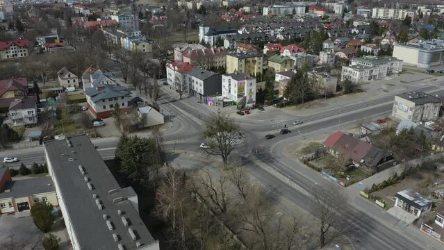 Beautiful Roundabout Zamosc Aerial View Poland
