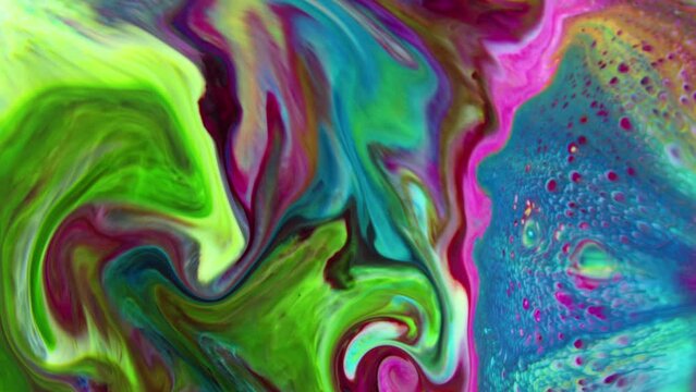 This stock video features added to liquid coloring, resulting to a  chaotic change of patterns. You can also add some text and use as background for presentations, motion graphic design, and the like.