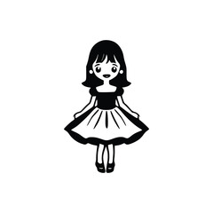 Fototapeta premium abstract cartoon girl vector, girl dress vector, woman dancing 