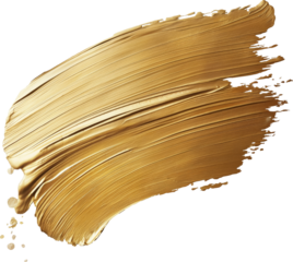 Illustration of brush strokes of gold paint isolated.