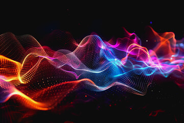 digital matrix data waveform on music dynamic wave abstract concept.