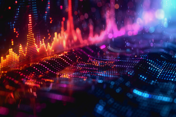 digital matrix data waveform on music dynamic wave abstract concept.