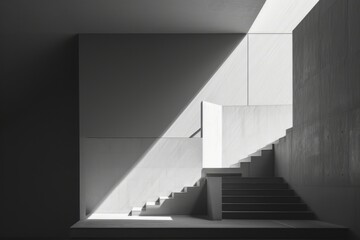 Modernist architecture, staircase with shadows and light.