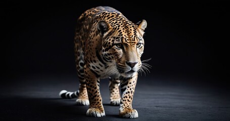 jaguar animal on black background, jaguar portrait , beautiful shot of an african leopard, jaguar