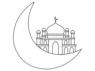 Islamic Mosque Line Art Illustration
