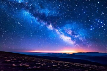 Fototapeta premium colorful Milky Way Beautiful mountain Starry sky with Milky Way Space