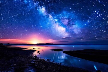 Fototapeta na wymiar colorful Milky Way Beautiful mountain Starry sky with Milky Way Space