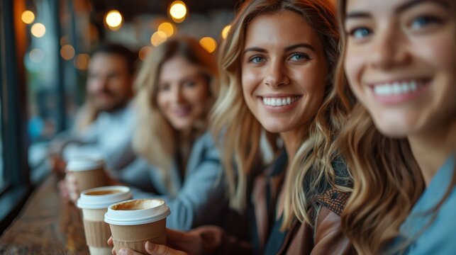 Happy business people taking a coffee break at work. People talking. Coffee break. Coffee concept. Office concept. Success concept. Team concept. Teamwork concept. Happy concept. Moment concept.