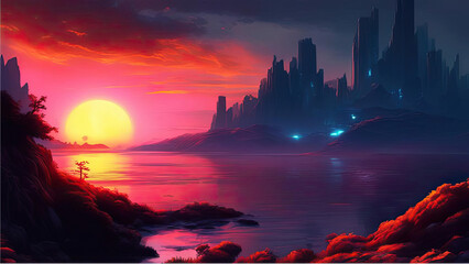 sunset in the mountains