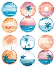 Abstract watercolor button vector. leaves and nature watercolor brush strokes. Vector illustration. Summer and beach concept