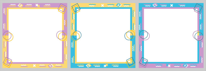 3 Sets of Pastel-Colored Social Media Templates with Simple Abstract Waves, Circular Patterns, and Empty White Spaces. Suitable for social media posts, mobile apps, banners and web internet ads design