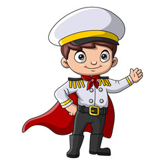 Cute boy wearing costume captain