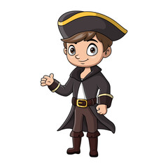 Cute boy wearing costume captain