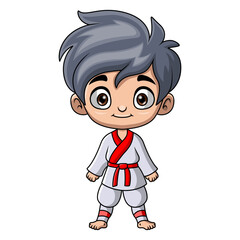 Cute little boy training karate