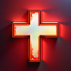 Scarlet Cross: Exploring the Artistry of Red Neon Crosses(Generative AI)