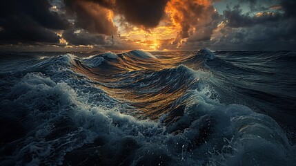 With each push and pull currents carve their way through the vastness of the ocean carrying with them a symphony of turbulent waters and gentle eddies. - obrazy, fototapety, plakaty