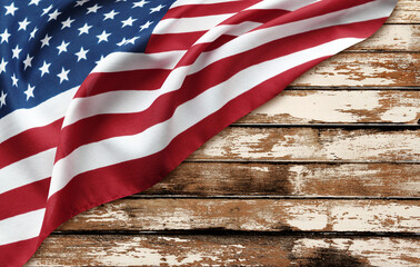 American flag on wood wall - 761038358