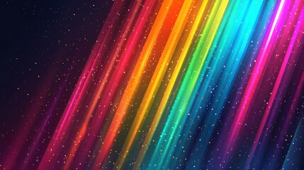Colorful diagonal cosmic rays piercing through the darkness, representing the dispersion of light in space, a dynamic and vibrant abstract background - obrazy, fototapety, plakaty
