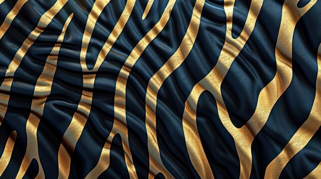 Elegantly designed zebra stripes with a metallic gold and deep navy blue texture effect