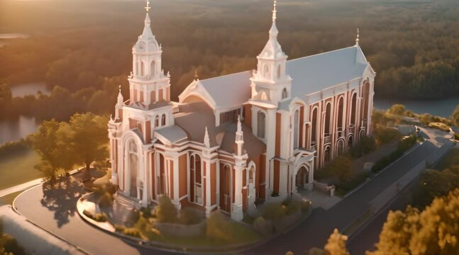 aerial drone view of the curch