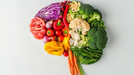 Brain made out of fruits and vegetables.