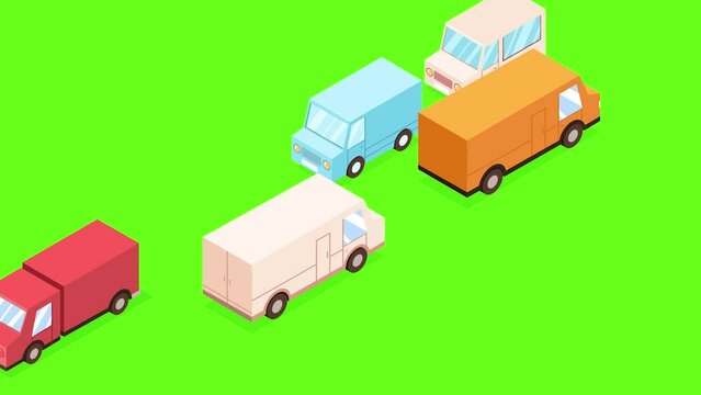 Green chromakey with driving cars