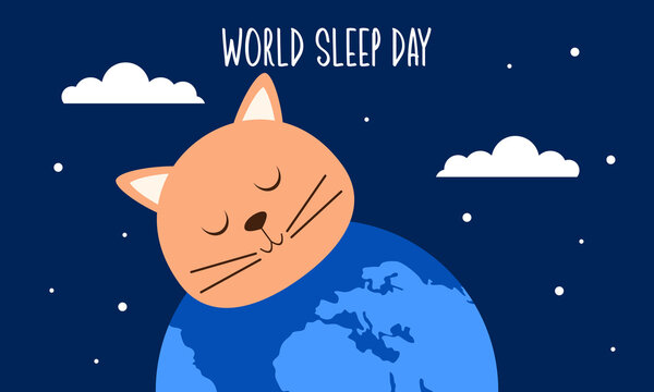 World sleep day. Cute planet Earth sleeping under a blanket on an international holiday