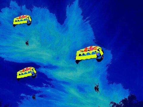 Parachutes in the sky