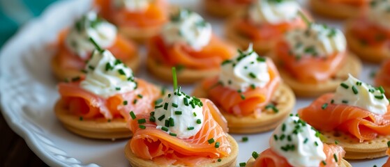 DIY smoked salmon hors d'oeuvres with cream and chives